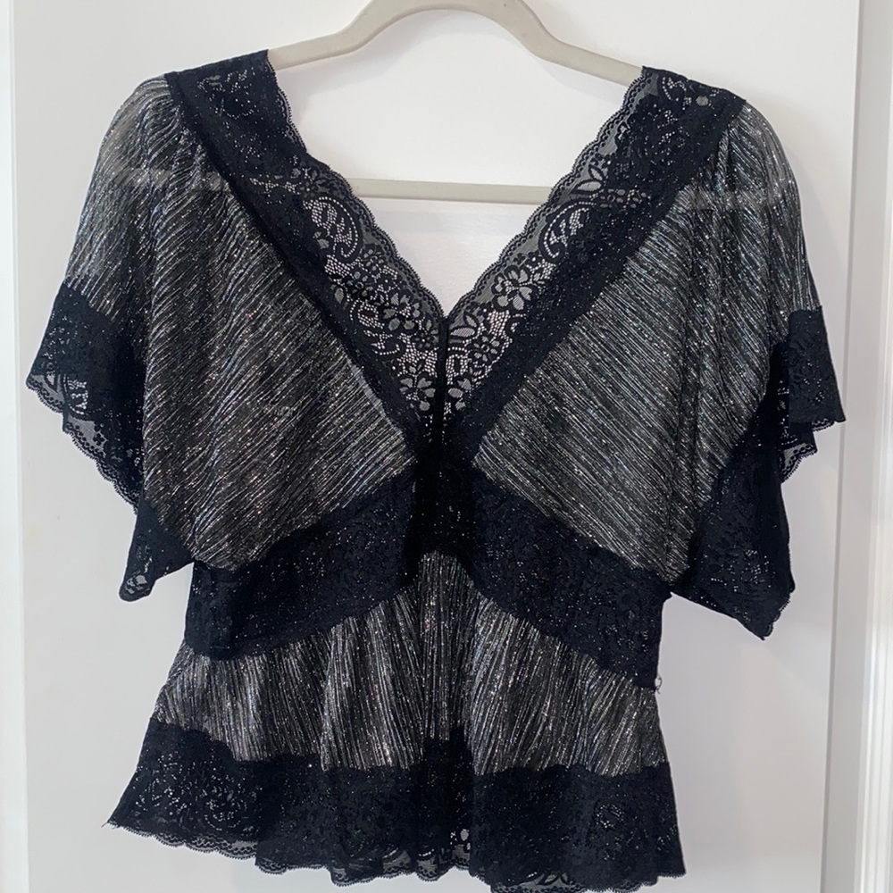 Silver and black sheer top